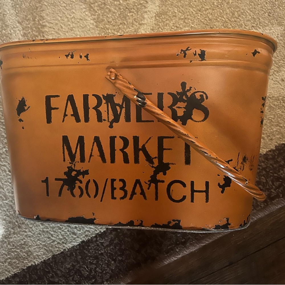 Orange Metal Farmer's Market Bucket